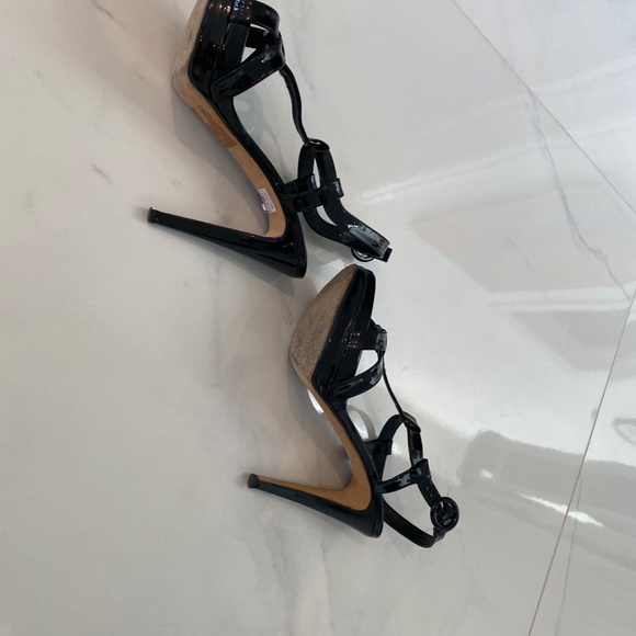 Davids Black T-Strap Platform Sandal Size 38 (8) - Picture 3 of 4